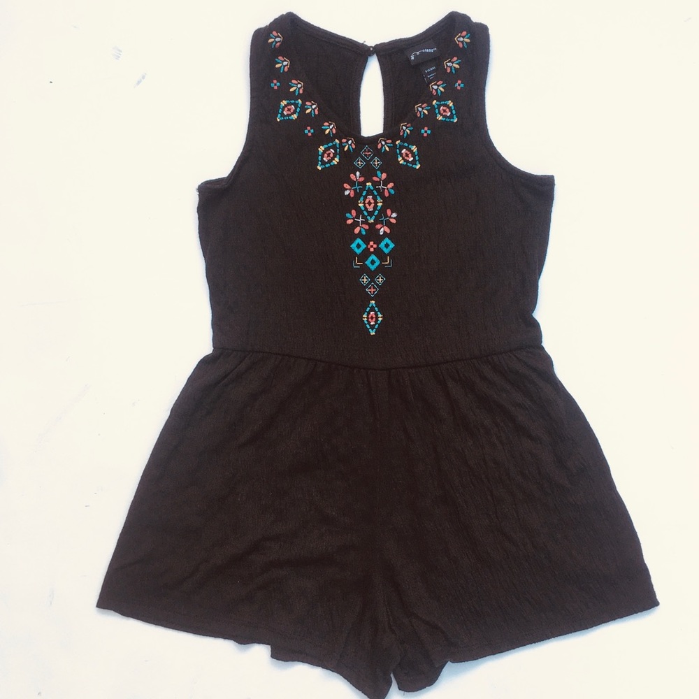 Black Embroidered Romper Jumper Shortall Sz 6/6X by Art Class